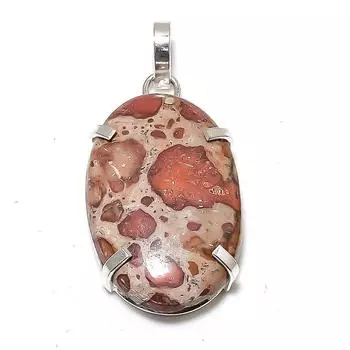 Leopard Skin Jasper Gemstone Handmade 925 Sterling Silver Pendant 1.97 O4O48