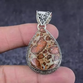 Leopard Skin Jasper Gemstone Handmade 925 Sterling Silver Pendant 2.09 O4K81