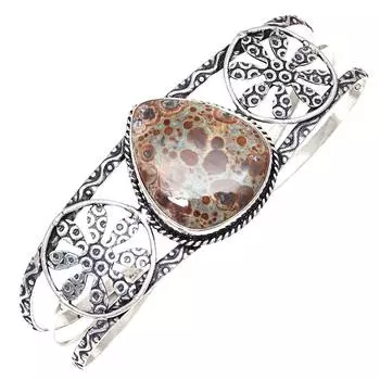 Леопардовая кожа Яшма Драгоценные камни Браслеты-манжеты 7 Регулируемые