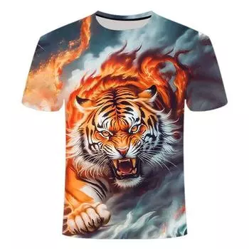 Леопардовая мужская футболка с принтом розового тигра 3D, мужская модная футболка с рисунком животных, забавные футболки с коротким рукавом, футболки Y2K S