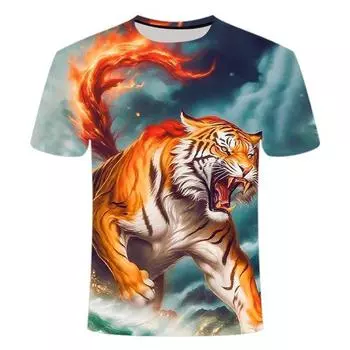 Леопардовая мужская футболка с принтом розового тигра 3D, мужская модная футболка с рисунком животных, забавные футболки с коротким рукавом, футболки Y2K S