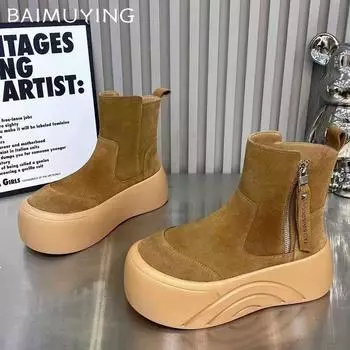 Леопардовая платформа женские зимние ботильоны замшевые туфли на плоской подошве зимняя мода ботинки 2024 тренд дизайнерские удобные ботинки для ходьбы женские 35