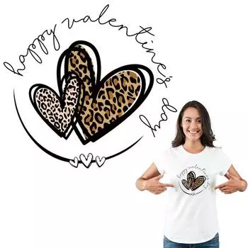 Леопардовая железная нашивка Love с легким принтом, футболка, джинсы, наклейки, нашивки уровня A, моющиеся, новый дизайн, теплопередающие аппликации, Parches 22x20.7cm