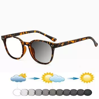 Леопардовые большие круглые винтажные TR90 полноободковые удобные фотохромные очки для чтения +0,75 до +4 +0.75 коричневый