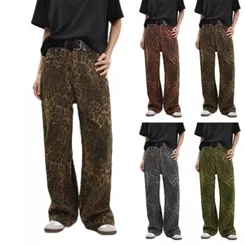 Леопардовые брюки Брюки с принтом Мешковатые брюки Брюки Брюки оверсайз Брюки-джоггеры Спортивные штаны L зелёный