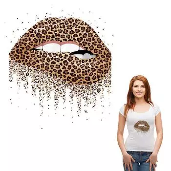 Леопардовые нашивки для губ для одежды, нашивки в стиле панк, наклейки на одежду, джинсовые толстовки, сделай сам, термопресс, аппликация, железная нашивка 21.2x23.6cm