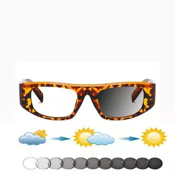 Леопардовые прямоугольные защитные очки для глаз с широкими заушниками TR90, удобные полноободковые фотохромные очки для чтения +0,75 до +4 +0.75 коричневый