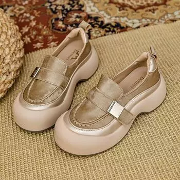 Леопардовые туфли на платформе, замшевые туфли, женские кроссовки, повседневные туфли на плоской подошве, спортивная женская обувь, осенний тренд 2024 года, удобные туфли-лодочки для женщин 35