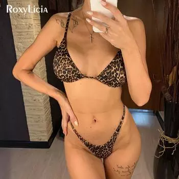 Леопардовый бразильский бикини 2020, сексуальный купальник, женский купальник, женский комплект бикини, купальный костюм S леопардовый