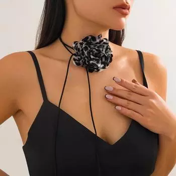 Леопардовый цветочный узел-чокер: Стильное кожаное ожерелье Cross-Border model 6893k2