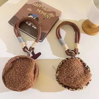 Леопардовый плюшевый брелок для ключей от машины, сумка для хранения наушников, кавайная мини-сумка для монет, декоративная игрушка для девочки Style B