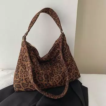 Леопардовый принт джинсовая сумка универсальная сумка через плечо большая вместимость отдых расслабление ощущение новый узор мода осень зима