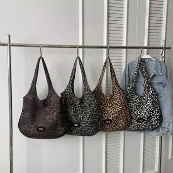 Леопардовый принт Холщовая сумка для поездок на работу для женщин Модная ручная сумка через плечо для студентов и студентов кофейный