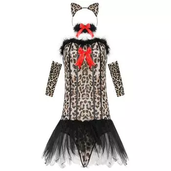 Леопардовый принт косплей сексуальная киска женщины косплей нижнее белье, одежда для вечеринок дамы киска женщины униформа average code