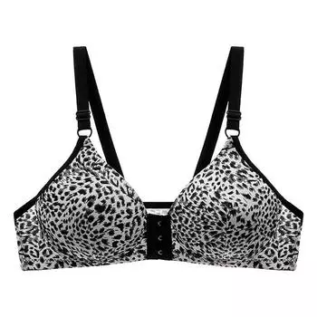 Леопардовый принт с передней пряжкой без стального кольца, сексуальный бюстгальтер, регулируемое нижнее белье, бесшовная верхняя поддержка с принтом, удобный бюстгальтер 80B золотой