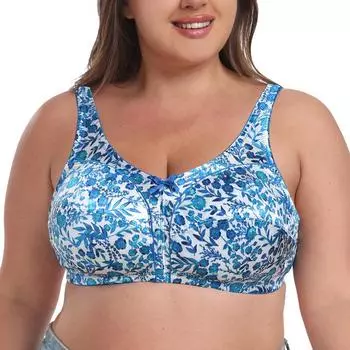 Леопардовый принт с принтом, без косточек, с полной чашкой, с тонкой чашкой, без губки, толстое нижнее белье 85B/38B синий