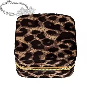 Леопардовый принт шкатулка для украшений ожерелье органайзер кожаный маленький парный футляр для колец портативная шкатулка для украшений ожерелье серьги чехол для женщин белый