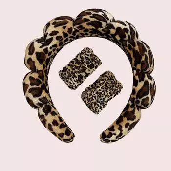 Леопардовый принт спа макияж лицо мытье повязка на голову, давление ветра волосы высокая черепная повязка повязка на голову женская