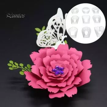 Лепестки цветов Металлические штампы для резки DIY Скрапбукинг Бумага Карты Изготовление трафаретной формы серебряный