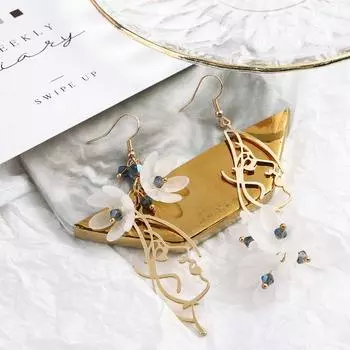 Лепестки женские бусины с длинной кисточкой асимметричные серьги-капли леди лицо модные украшения цветок серьги