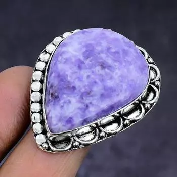 Лепидолит драгоценный камень ручной работы из стерлингового серебра 925 пробы подарок ювелирное изделие кольцо размер 11 I7r03