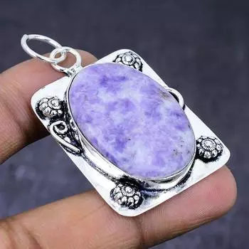 Lepidolite Gemstone 925 Steling Silver Jewelry Pendant 2.09 K4D67
