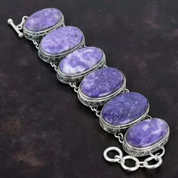 Браслет из драгоценных камней лепидолита, винтажный браслет, старинные ювелирные изделия ручной работы, браслет из стерлингового серебра 925 пробы, регулируемый браслет-цепочка, подарки для жены