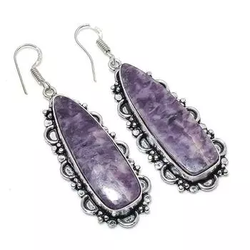 Lepidolite Gemstone Handmade 925 Sterling Silver Jewelry Earring 2.64 l1K19