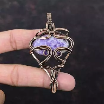 Lepidolite Gemstone Pendant Copper Wire Wrapped Jewelry Handmade Pendant Genuine Lepidolite Jewelry Copper Wire Wrapped Pendant Gift For Mom