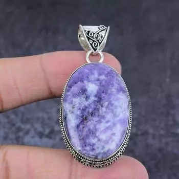 Lepidolite Stone Gemstone Handmade 925 Sterling Silver Gift Pendant 2.29 U6a06