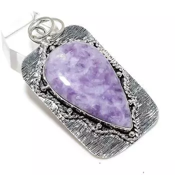 Lepidolite Stone Gemstone Handmade 925 Sterling Silver Pendant 2.56 v1d34