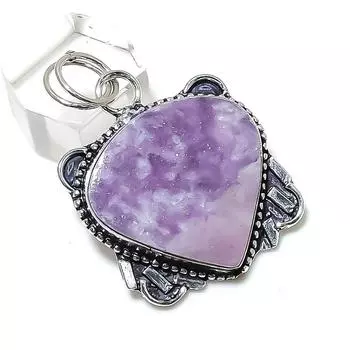 Lepidolite Stone Gemstone Handmade 925 Sterling Silver Gift Pendant 1.77 e4u53