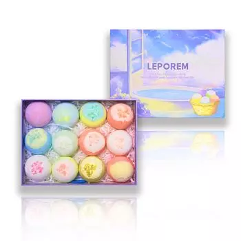 LEPOREM Bath Bomb Подарочный набор из 12 солей для ванны Подарок для женщин Подарок на день рождения Соли для ванны Уважение к старшим День белых подарков День возвращения подарков