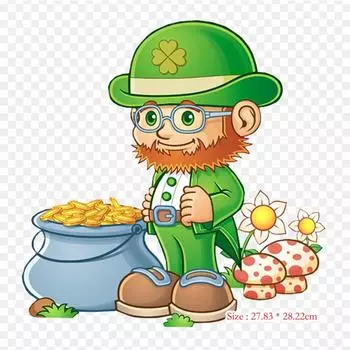 Лепрекон День Святого Патрика, термопереносная печать, виниловые нашивки, наклейки для одежды, аппликации «сделай сам», моющиеся нашивки