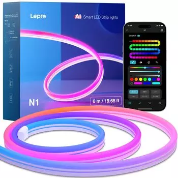 Lepro N1 AI LED Neon AI Generated AI Lighting Smart Tape Music MagicColor Совместимость с Neon Rainbow Indirect Neon LLM App Регистрация учетной записи