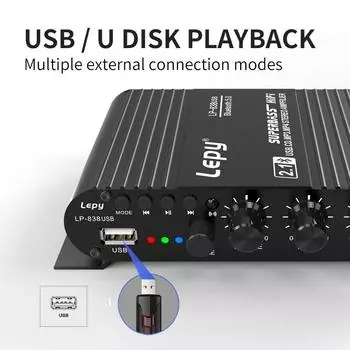 LEPY LP-838USB 2.1-канальный усилитель Bluetooth Hifi 12 В автомобильный домашний усилитель с поддержкой USB Lossless Music Play цифровой аудиоусилитель