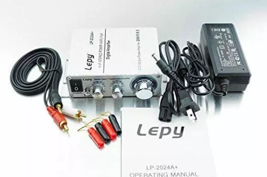 Lepy New Model Digital Amplifier RCA Audio Cord AC Adapter 12V5A Banana Upgraded Version LP-2024A+ (Silver) (Body + + + Plug) LP-2020A