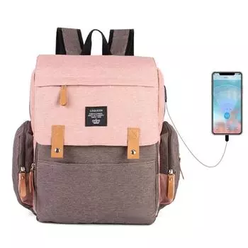 LEQUEEN Diaper Bag Baby Care Stroller Large USB Mom Backpack Mummy Maternity Wet Bag Waterproof Baby Pregnant Bag Nursing Bags чёрный