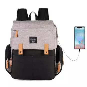 LEQUEEN Сумка для подгузников, сумка для подгузников для малышей, большая сумка для коляски, органайзер с пеленальным столиком, рюкзак для мам, рюкзак для путешествий на открытом воздухе серый