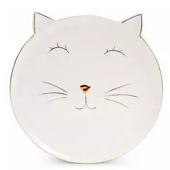 Les Trsors De Lily [A0013] - Тарелка керамическая Кошки золотая слоновая кость - 15x16 см NA