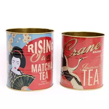 Les Trsors De Lily [A0036] - Набор из 2 разноцветных металлических баночек для столовых приборов Гейша - 13x11 см NA