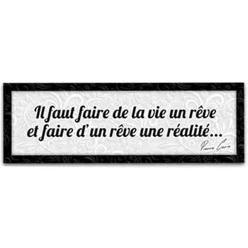 Les Trsors De Lily [A0161] - Дизайнерское полотно Цитаты черно-серое (Вы должны сделать жизнь мечтой и воплотить мечту в реальность - Кюри) - 90x30см NA