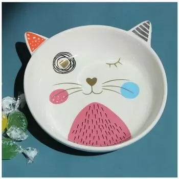 Les Trsors De Lily [A0179] - Керамическая пустая миска Кошки белая многоцветная - 13x3. 5 см NA