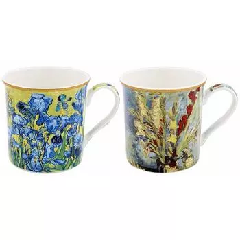 Les Trsors De Lily [A0200] - Фарфоровая подарочная коробка «Винсент Ван Гог» (2 кружки) - 85x85мм (Ирис) NA