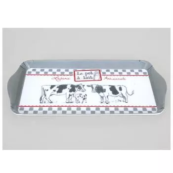 Les Trsors De Lily [A0219] - Поднос для торта из меламина серого цвета Коровы (молочник - кустарная молочная) - 30. 5x15см NA