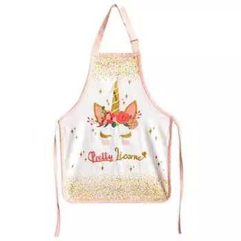 Les Trsors De Lily [A0252] - Детский кухонный фартук из хлопка Unicorn My Unicorn розово-белый (милый единорог) - 61x45см