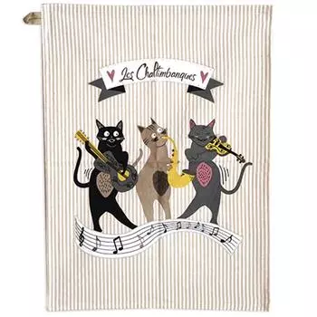 Les Trsors De Lily [A0259] - Хлопковое кухонное полотенце Taupe Cats (Чалтимбанки) - 60x45см