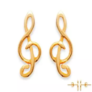 Les Trsors De Lily [A0371] - Позолоченные серьги Скрипичный ключ
