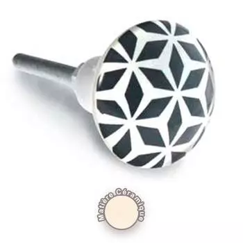 Les Trsors De Lily [A0399] - Ручка мебельная керамическая Boho черно-белая - 65x35 мм