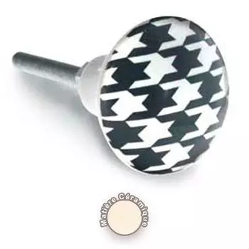 Les Trsors De Lily [A0403] - Ручка мебельная керамическая Boho черно-белая - 65x35 мм (гусиная лапка)